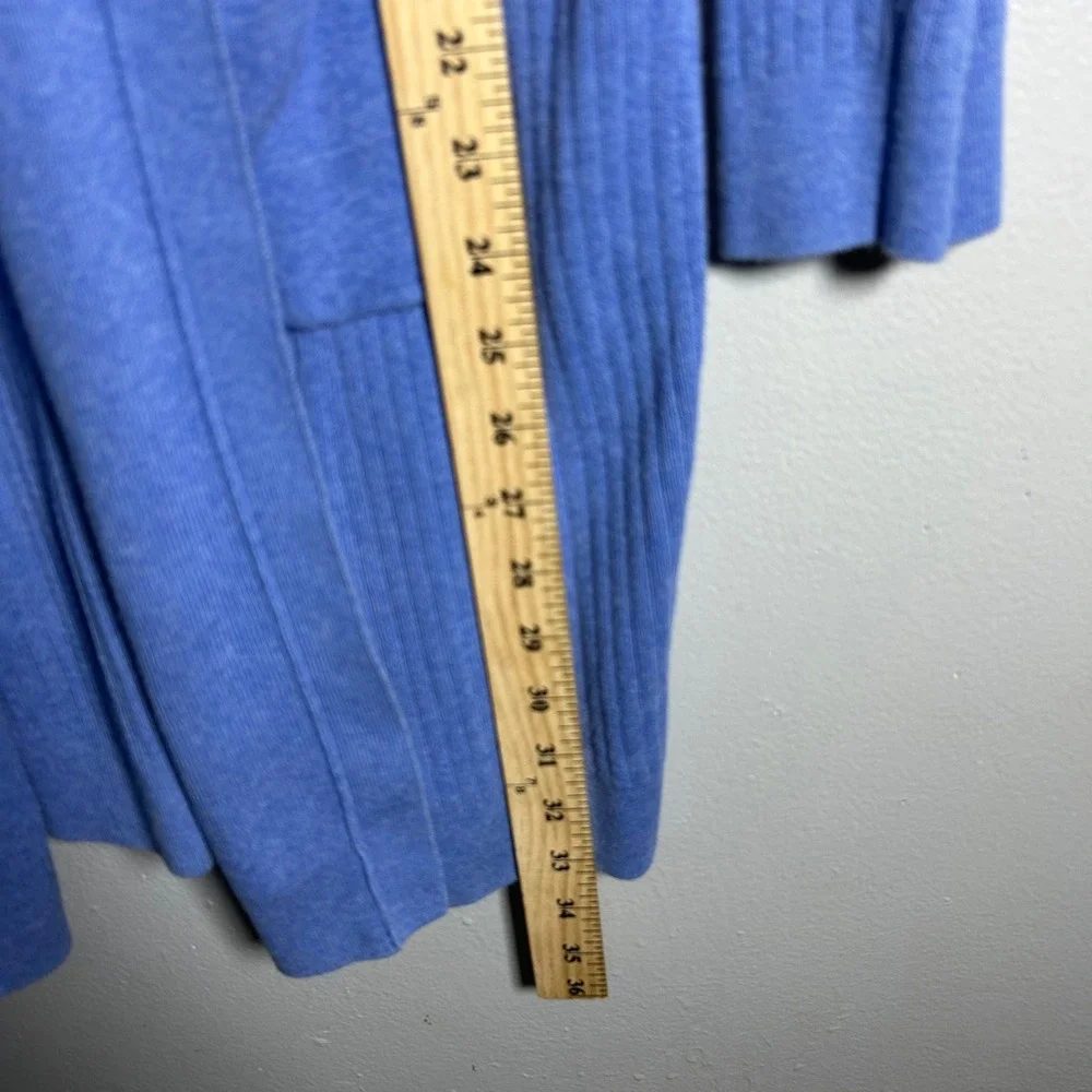 TALBOTS Women's Blue Ribbed‎ Knit Long Open Front Cardigan Sweater Size S